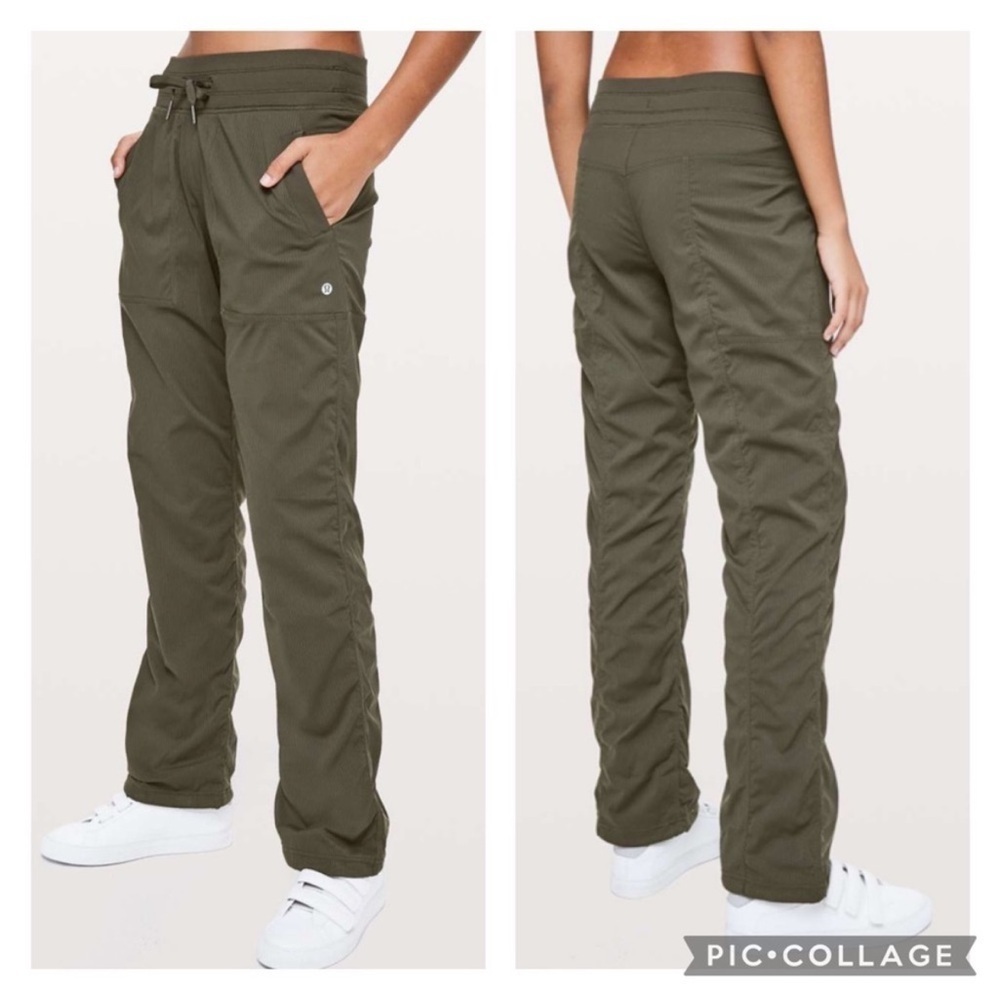 Lululemon Dance Studio Olive Green Casual Pants Unlined Size 0